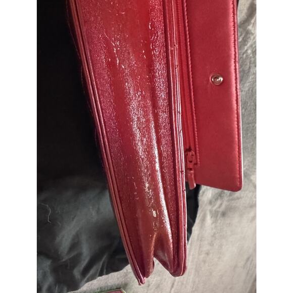 PROJECT Authentic Chanel Boy Wallet On Chain WOC Metallic Red Leather W COA READ - Picture 5 of 15